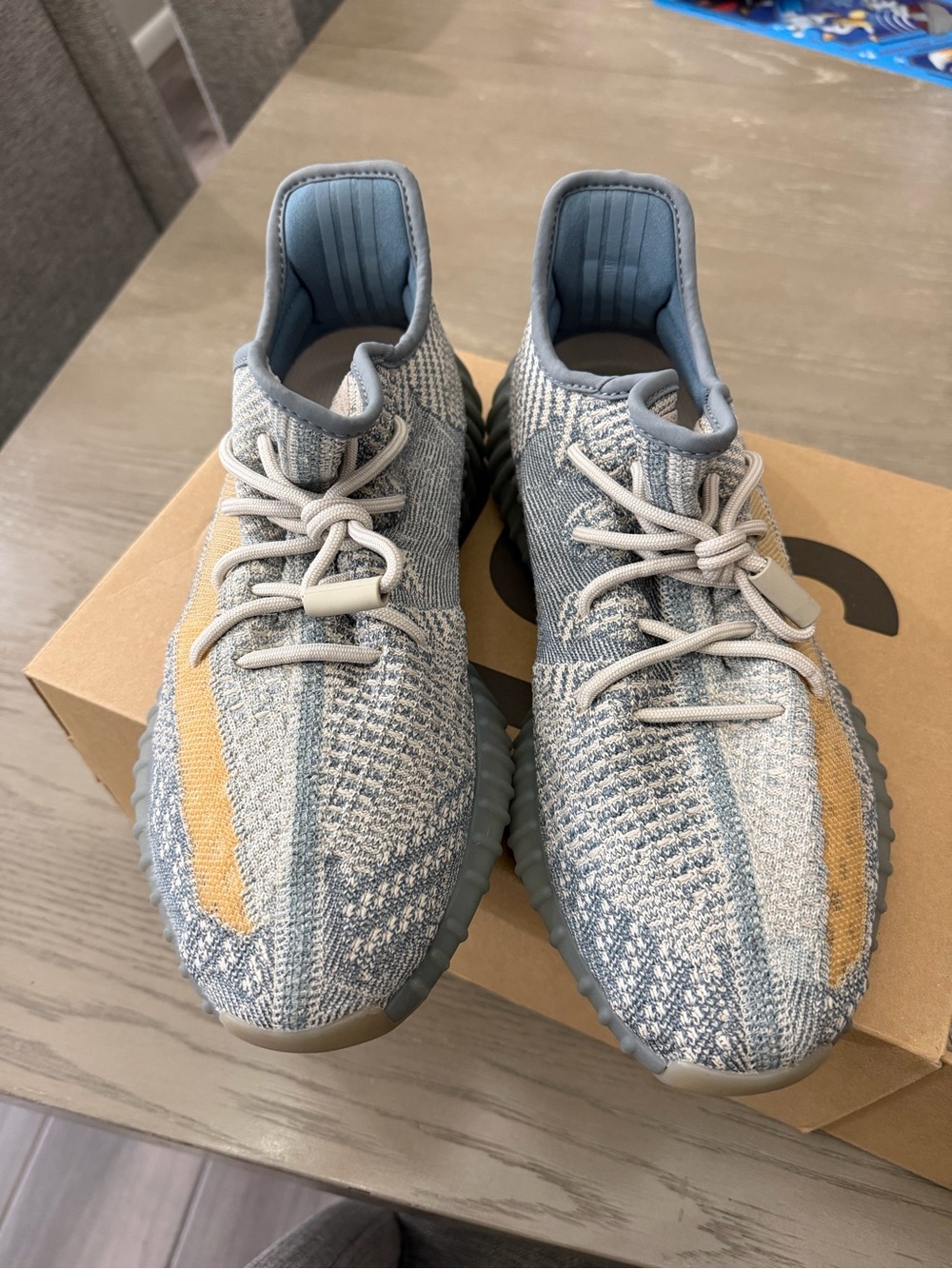 Yeezy Boost 350 V2 Blue Gray with Gold Stripe